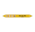 Marqueur Tuyauterie - Gaz de ville - Vinyle Laminé- NFX 08-105
