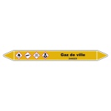 Marqueur Tuyauterie - Gaz de ville - Vinyle Laminé- NFX 08-105 150 x 12 mm