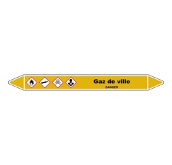 Marqueur Tuyauterie - Gaz de ville - Vinyle Laminé- NFX 08-105