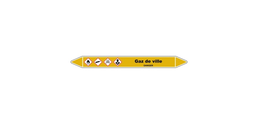 Marqueur Tuyauterie - Gaz de ville - Vinyle Laminé- NFX 08-105