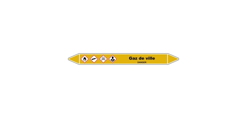 Marqueur Tuyauterie - Gaz de ville - Vinyle Laminé- NFX 08-105