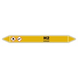 Marqueur de Tuyauterie - Dihydrogène H2 - Vinyle Laminé 150 x 12 mm