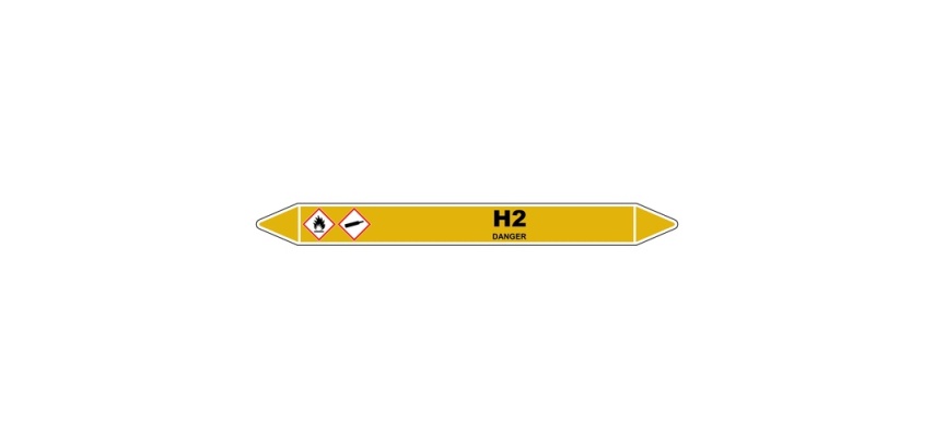Marqueur de Tuyauterie - Dihydrogène H2 - Vinyle Laminé
