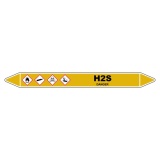 Marqueur de Tuyauterie - H2S - NFX 08-105 - Vinyle Laminé 150 x 12 mm