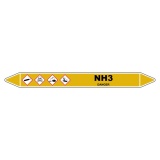 Marqueur de Tuyauterie - NH3 - NFX 08-105 - Vinyle Laminé 150 x 12 mm