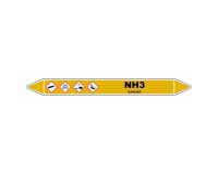 Marqueur de Tuyauterie - NH3 - NFX 08-105 - Vinyle Laminé 150 x 12 mm