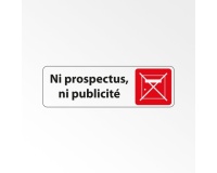 Panneau « Ni prospectus, ni publicité » adhésif | PVC 250 x 80 mm Blanc