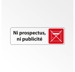 Panneau « Ni prospectus, ni publicité » adhésif | PVC 150 x 47 mm Blanc