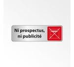 Panneau « Ni prospectus, ni publicité » adhésif | PVC 150 x 47 mm Blanc
