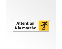 Panneau adhésif - Attention à la marche Trébuchement - ISO 7010 150 x 47 mm Blanc