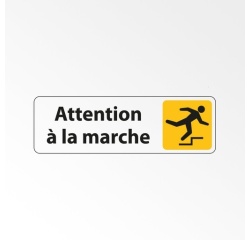 Panneau adhésif - Attention à la marche Trébuchement - ISO 7010 150 x 47 mm Blanc
