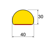 Butoir - Demi-cercle flexible jaune/noir - 1m - Polyuréthane