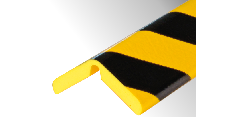 Butoir d'angle flexible jaune/noir - 1 m - Mousse PU