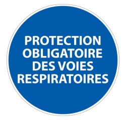 Panneau EPI - Protection des voies respiratoires obligatoire Vinyle Souple Autocollant 100 mm