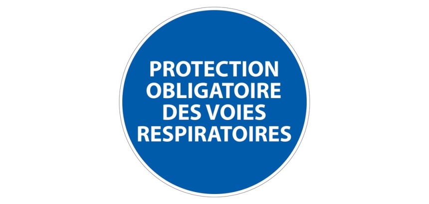 Panneau EPI - Protection des voies respiratoires obligatoire Vinyle Souple Autocollant 100 mm
