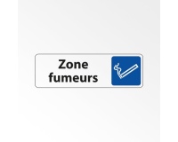 Panneau Information - Zone fumeurs avec Pictogramme Cigarette 150 x 47 mm Blanc