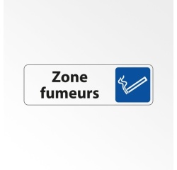 Panneau Information - Zone fumeurs avec Pictogramme Cigarette 150 x 47 mm Blanc