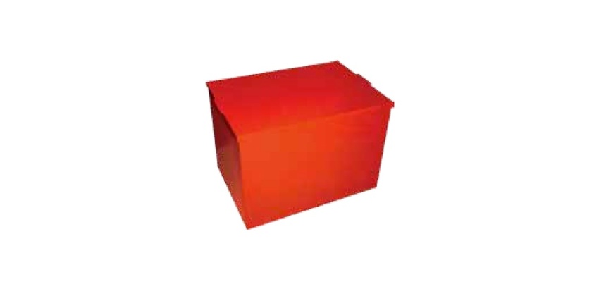 Bac de stockage pour incendie avec couvercle - 108 L - Acier - Rouge