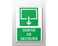 Panneau d'évacuation - Sortie de Secours - 300 x 250 mm - ISO 7010 Vinyle Souple Autocollant