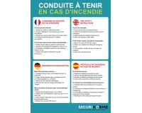 Poster sécurité incendie – Conseils en 4 langues – 297x420 mm