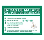 Panneau - Consigne Défibrillateur en cas de malaise - ISO 7010 210 x 150 mm Vinyle