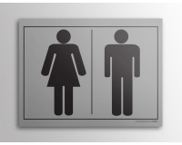 Plaque gravée - Pictogramme WC homme/femme - 10 x 14 cm - Gravoply Inox