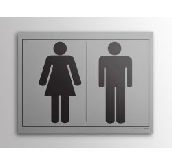 Plaque gravée - Pictogramme WC homme/femme - 10 x 14 cm - Gravoply Inox