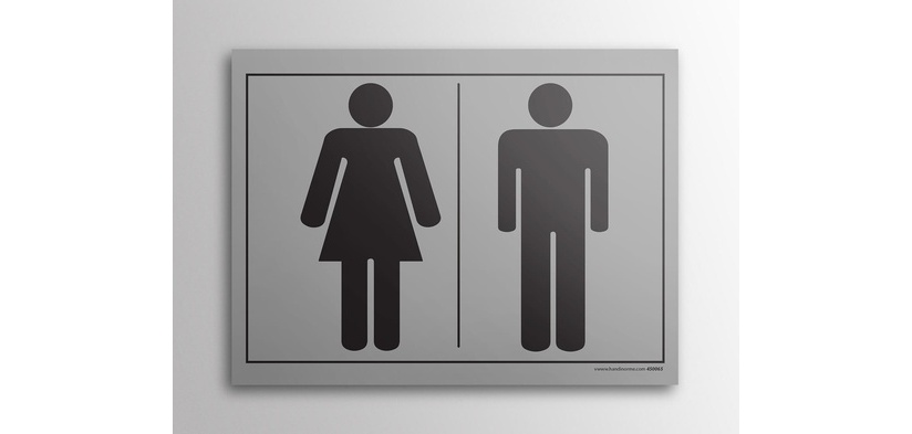 Plaque gravée - Pictogramme WC homme/femme - 10 x 14 cm - Gravoply Inox