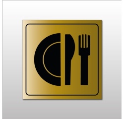 Plaque signalétique gravée - Pictogramme Restaurant - Metallex