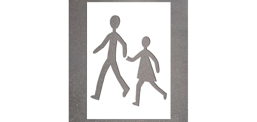 Pochoir pour marquage au sol - Traversée d'école - PVC réutilisable