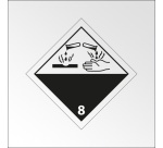 Plaque ADR - Transport Matières corrosives - Danger classe 8 250 x 250 mm Plaque magnétique