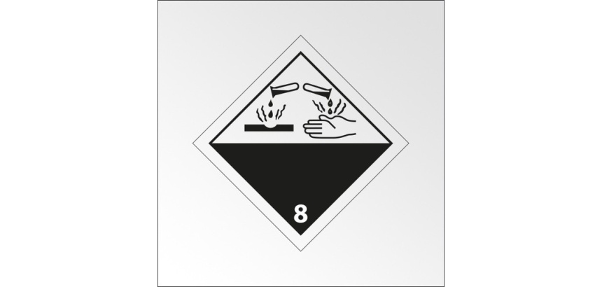 Plaque ADR - Transport Matières corrosives - Danger classe 8 250 x 250 mm Plaque magnétique