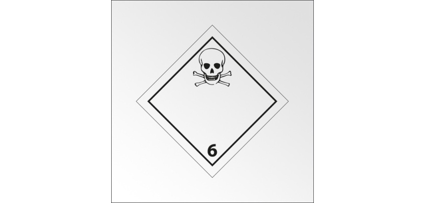 Plaque de Transport ADR 6.1 - Matières Toxiques Danger de mort 100 x 100 mm Vinyle