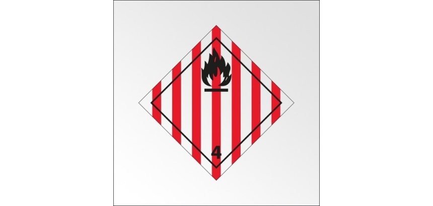 Plaque ADR - Transport Solide inflammable - Danger Classe 4 150 x 150 mm Vinyle