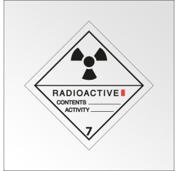 Plaque de Transport ADR 7 -Matières radioactives - Catégorie I 100 x 100 mm Plaque magnétique