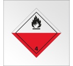 Plaque de Transport ADR 4 - Transport matières inflammables 100 x 100 mm PVC 2 mm