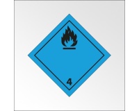 Panneau de transport - Gaz inflammable au contact de l'eau 250 x 250 mm Plaque magnétique