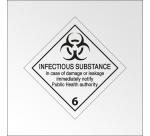 Panneau Transport Matières Infectieuses ADR Classe 6.2A 250 x 250 mm Vinyle