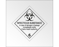 Panneau Transport Matières Infectieuses ADR Classe 6.2A 250 x 250 mm Vinyle