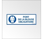 Panneau d'Obligation - Port de la Blouse Obligatoire - ISO 7010 297 x 105 mm Vinyle Souple Autocollant