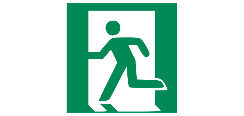 Panneau Secours et évacuation - Picto Sortie à gauche - ISO 7010 250 x 250 mm PVC 2 mm