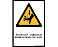Panneau Danger - Main écrasée presse plieuse - W030 - ISO 7010 PVC 2 mm A4