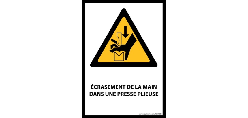 Panneau Danger - Main écrasée presse plieuse - W030 - ISO 7010
