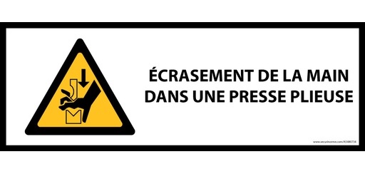 Panneau danger - Écrasement main presse plieuse - W030 - ISO 7010