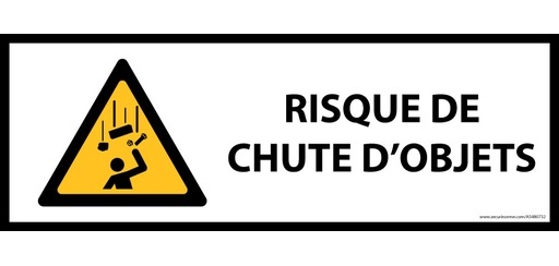 Panneau danger - Pictogramme Chute d'objets - W035 - ISO 7010 450 x 150 mm PVC 2 mm