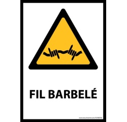 Panneau danger - Fil barbelé - Format W033 - Norme ISO 7010