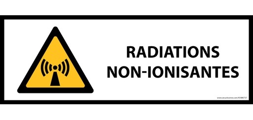 Panneau de danger - Radiations non-ionisantes - W005 - horizontal 297 x 105 mm Vinyle