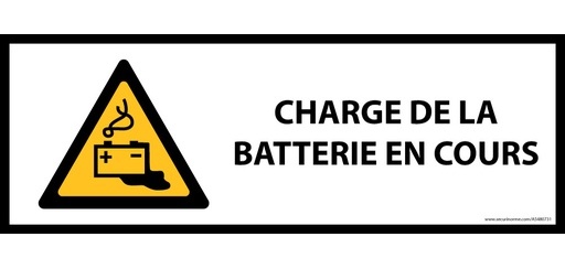 Panneau danger - Charge en cours de la batterie - W026 - ISO 7010 297 x 105 mm Vinyle