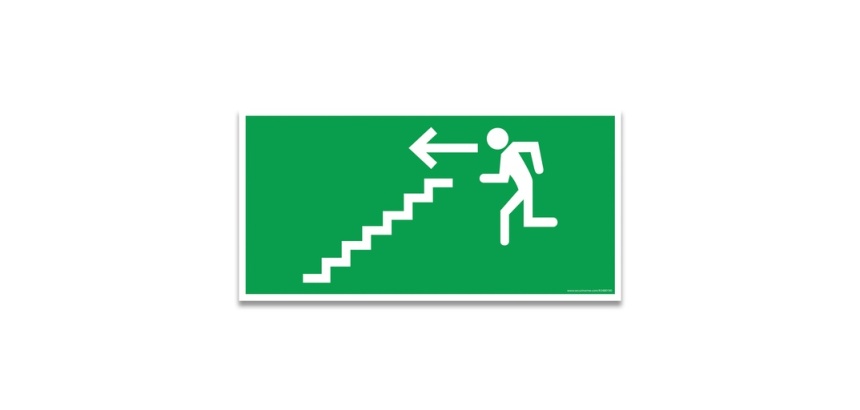 Panneau d'évacuation - Escalier - Direction flèche à gauche