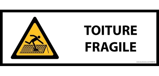Panneau de danger - Toiture fragile - W036 - horizontal